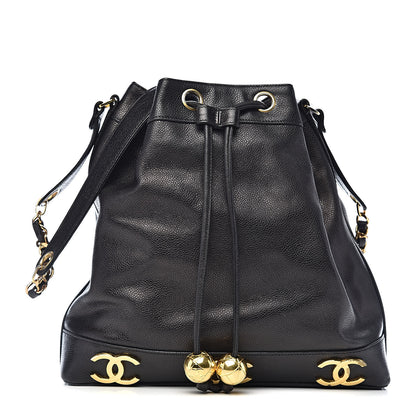 Chanel Caviar CC Drawstring Shoulder Bag Black 3 of 11