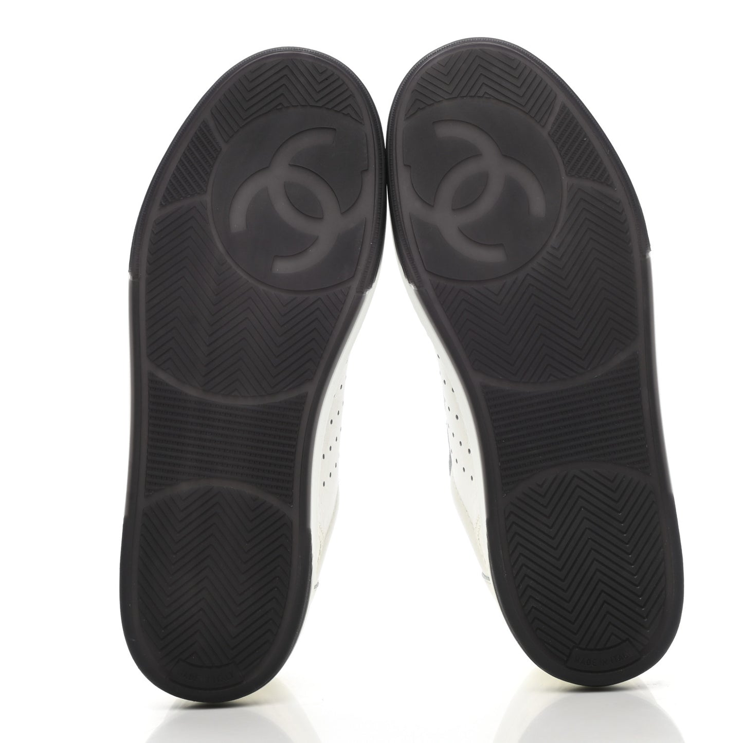 Grained Calfskin Fabric Womens Logo Sneakers 39 White Black