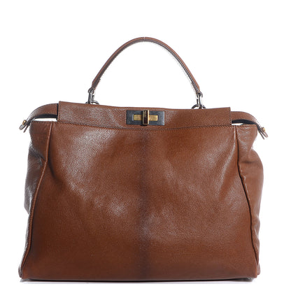 Fendi Goatskin Zucca Large Peekaboo Iconic Satchel Cuoio Tobacco Moro 1 of 11