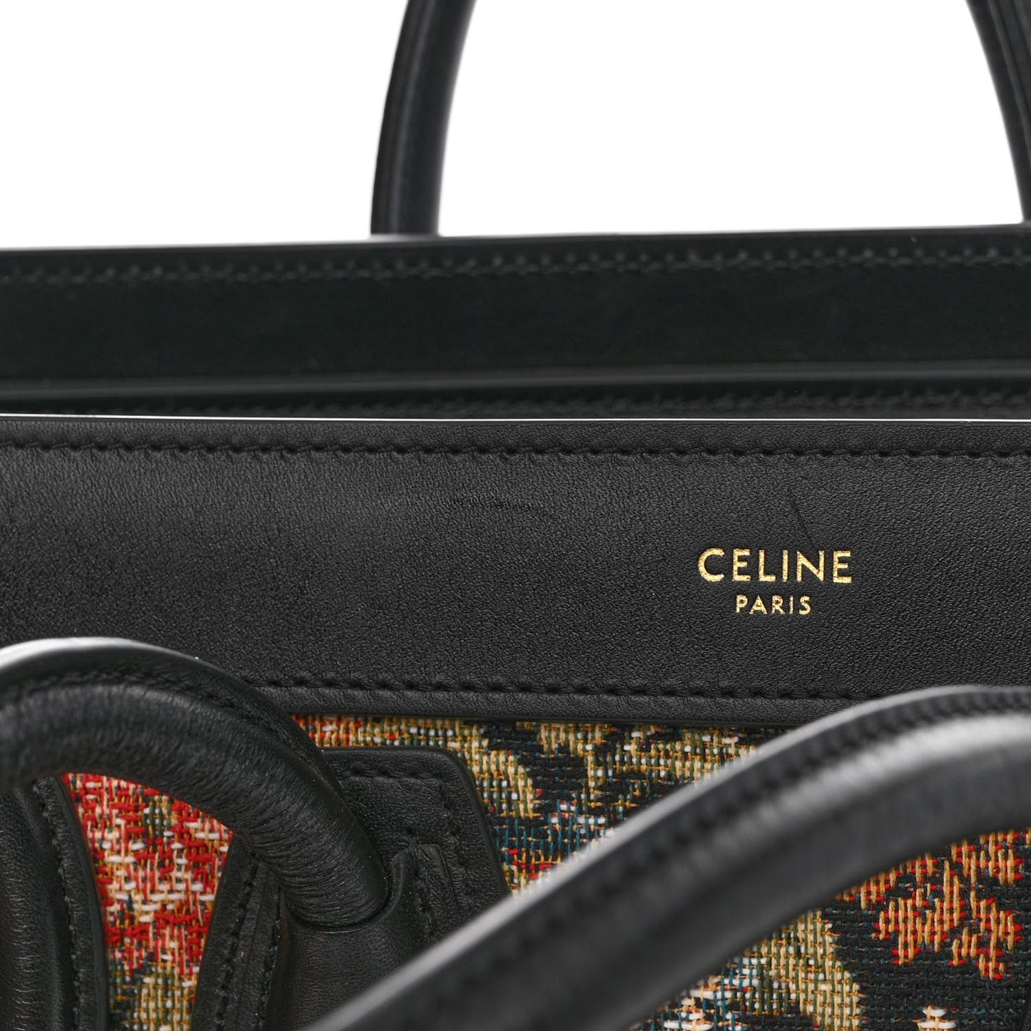Calfskin Lambskin Canvas Jacquard Floral Nano Luggage Black