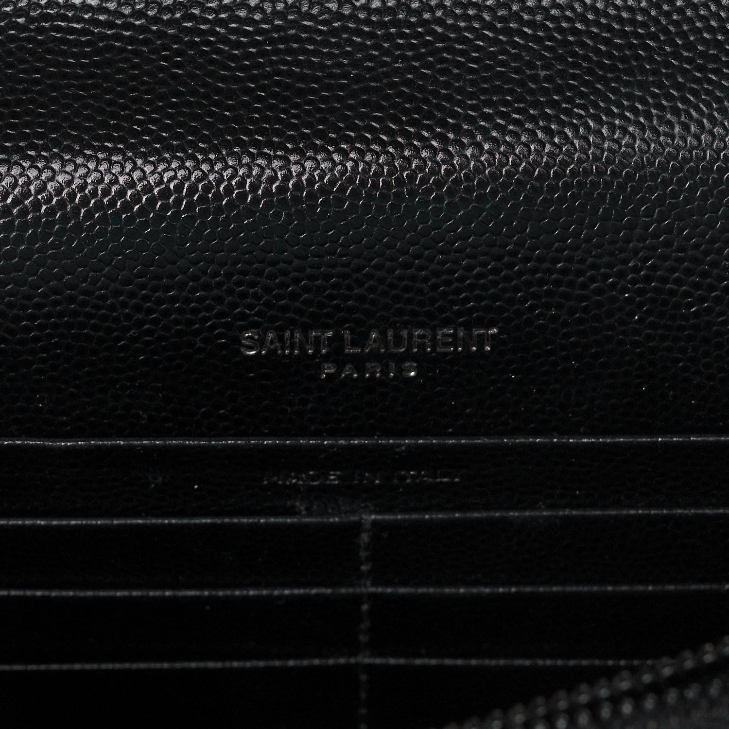 Saint Laurent Grain De Poudre Matelasse Chevron Monogram Monochrome Envelope Chain Wallet Black 6 of 10