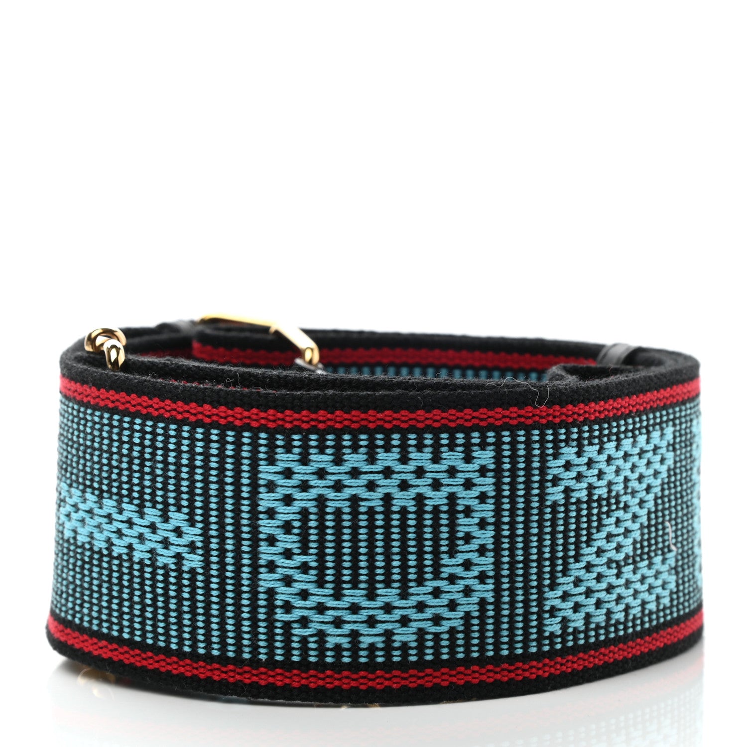 Fendi Cannete Ribbon Poly Vitello Century Logo Adjustable Strap You Blue Red 2 of 5
