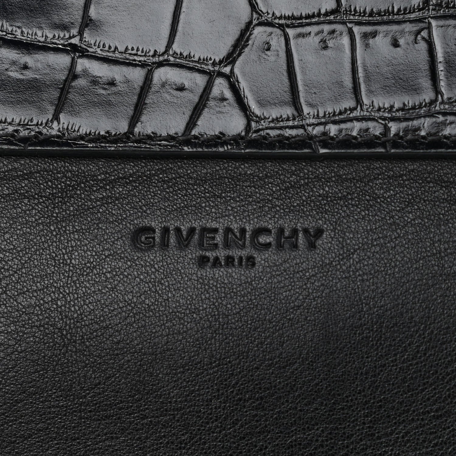 Givenchy Calfskin Crocodile Embossed Medium Shark Lock Satchel Black 9 of 11