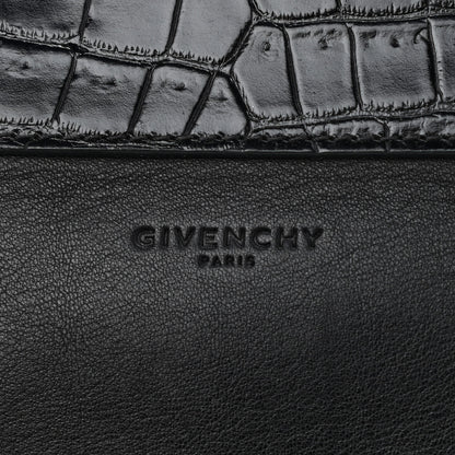 Givenchy Calfskin Crocodile Embossed Medium Shark Lock Satchel Black 9 of 11