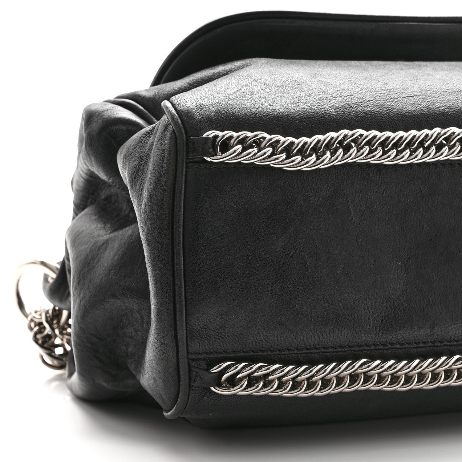 Chanel Washed Lambskin Quilted Bijoux Chain Accordion Flap Black 12 of 13
