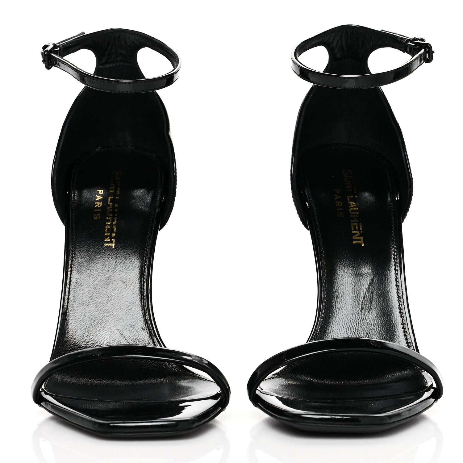 Saint Laurent Patent Calfskin Opyum 110 Sandals 37.5 Black Gold 2 of 12