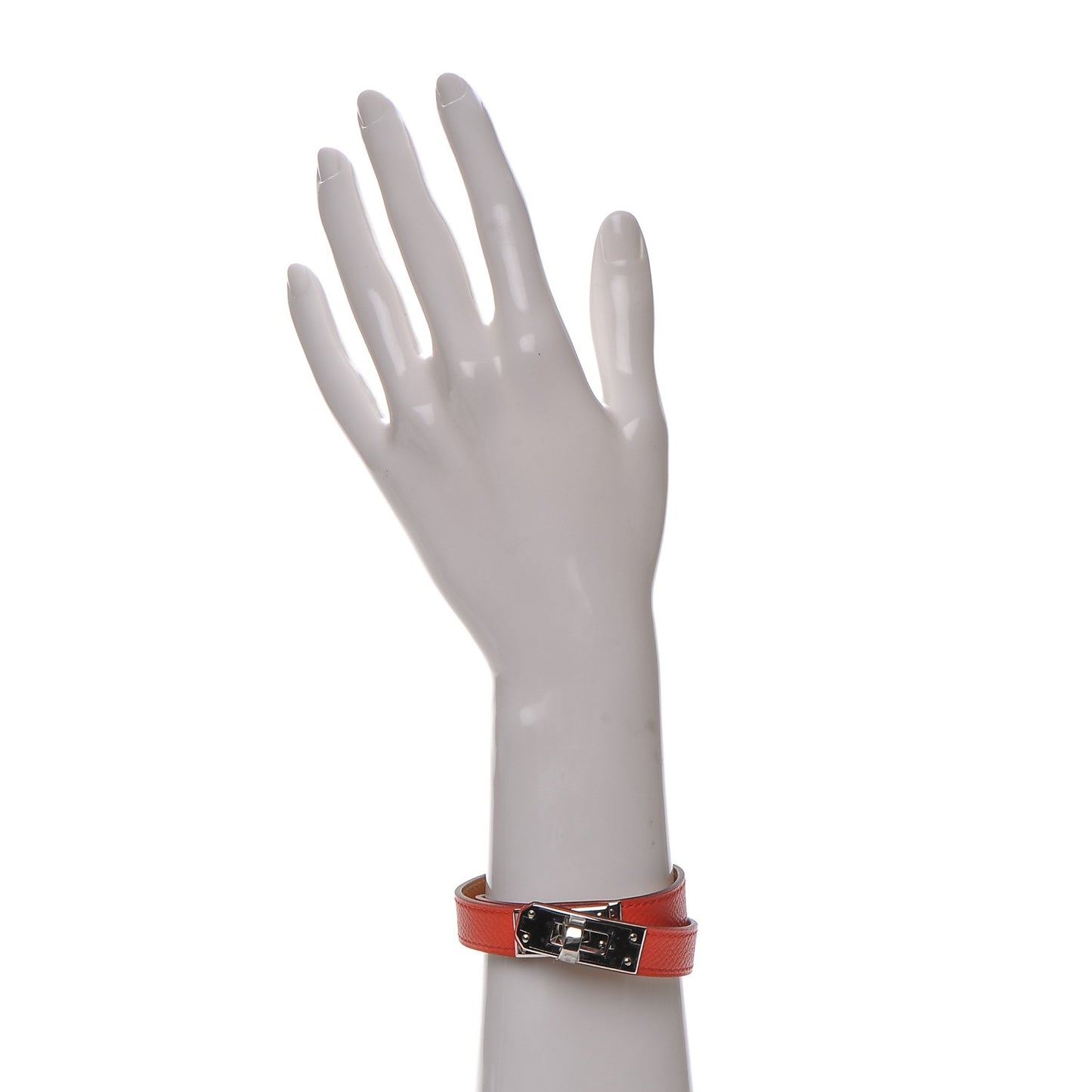 Epsom Kelly Double Tour Bracelet S Orange Poppy
