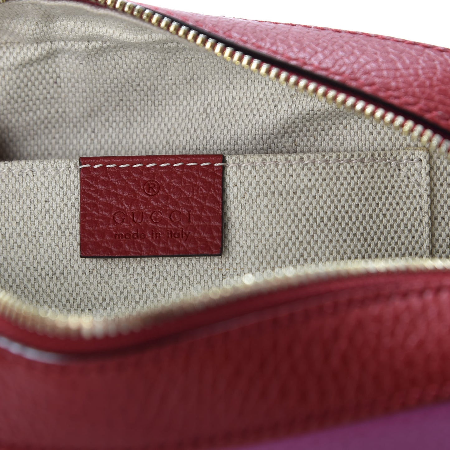 Dollar Calfskin Bi-Color Small Soho Disco Bag New Rosette Hibiscus Red