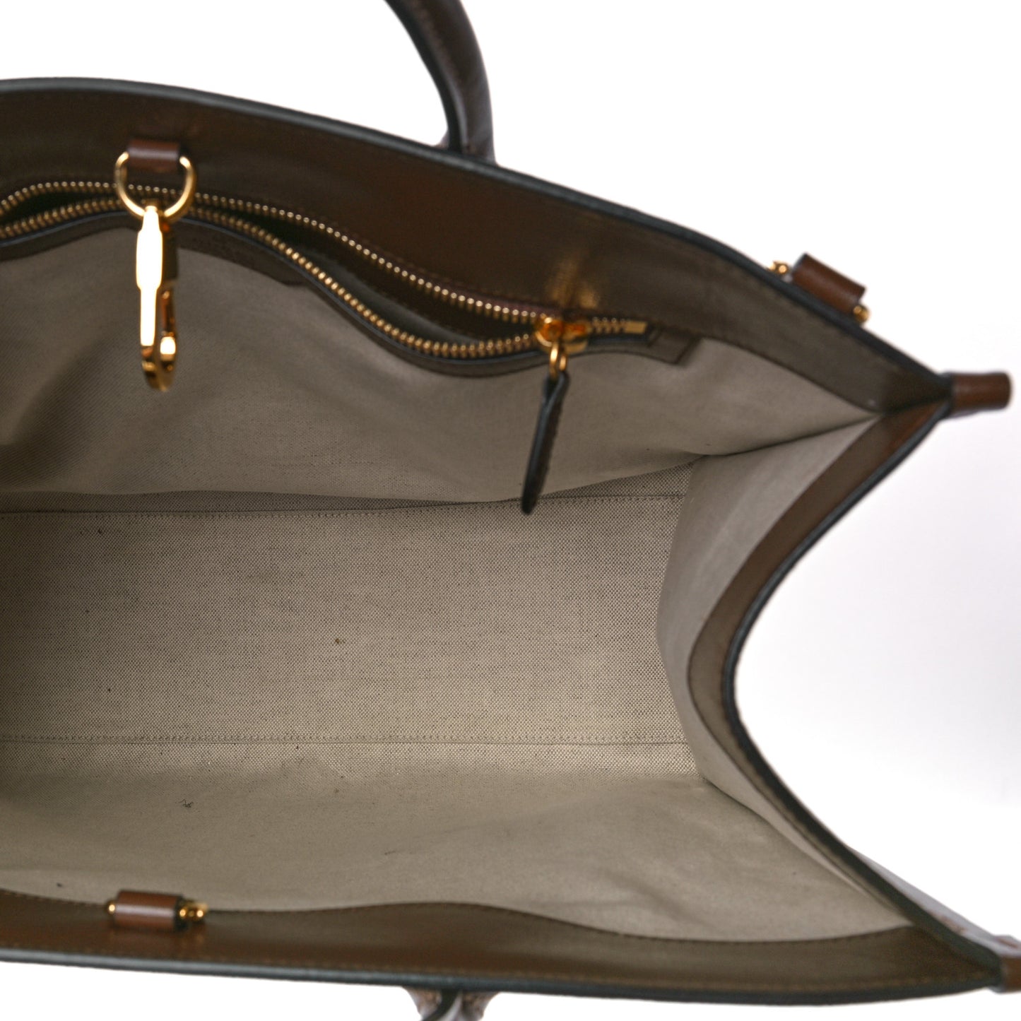 GG Supreme Monogram Azalea Calfskin Medium Retro Interlocking G Tote Bag Beige Ebony Brown Sugar