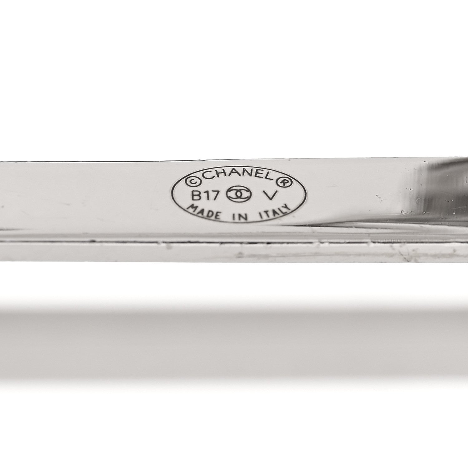 Chanel Metal Baguette Crystal CC Cuff Silver 4 of 6
