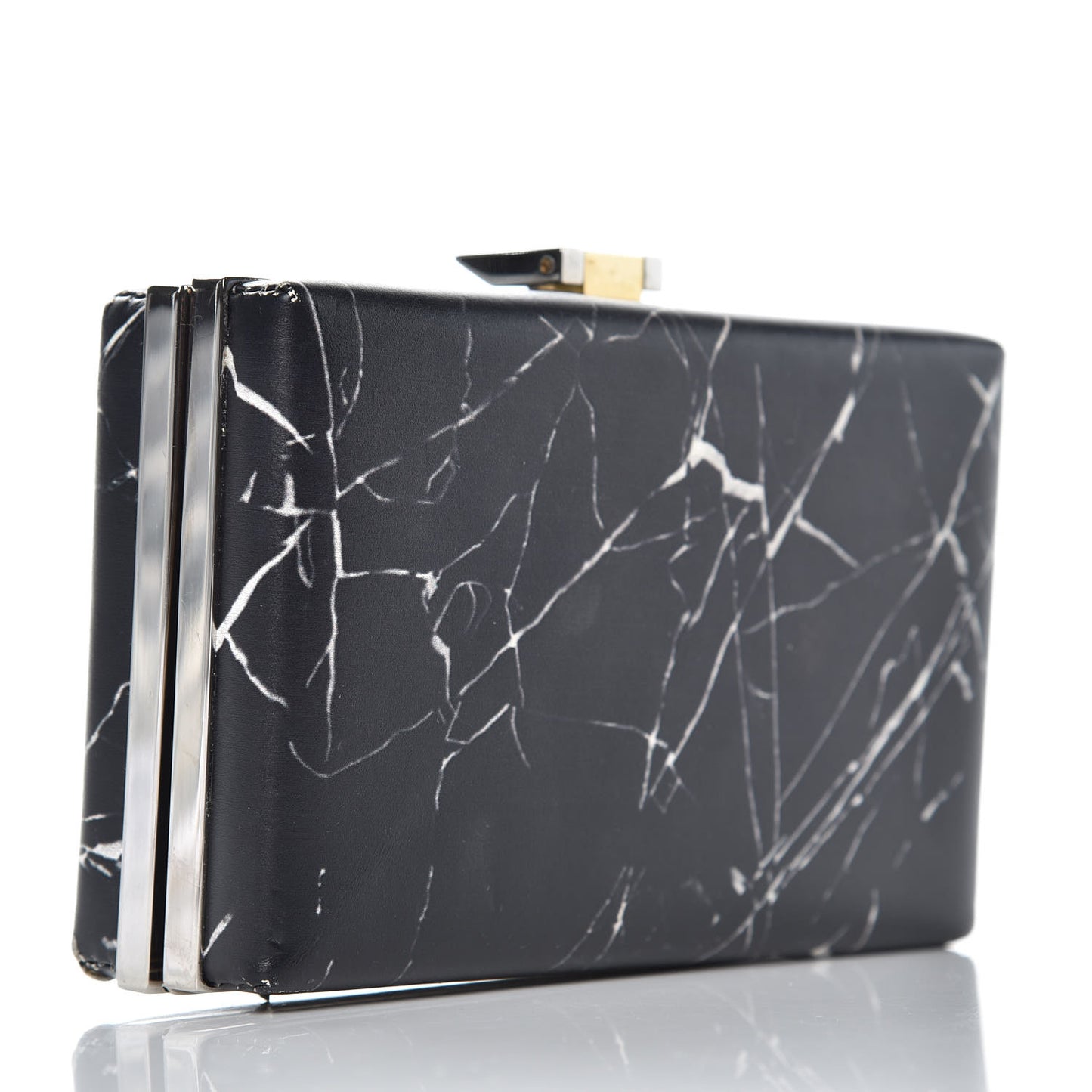Smooth Calfskin Le Dix Minaudiere Marble Box Clutch Black