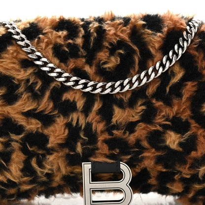 Balenciaga Fleece Leopard Print Hourglass Chain Bag Brown 7 of 9