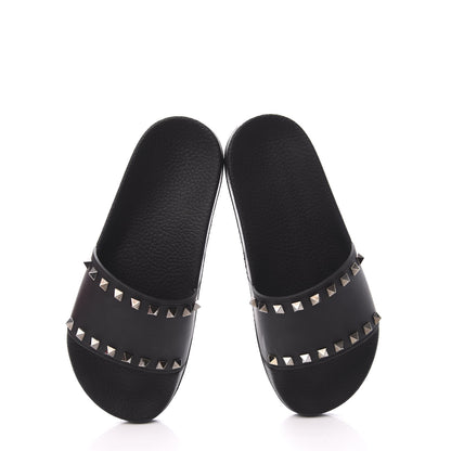 Valentino Garavani Rubber Rockstud Slide Sandals 38 Black 5 of 11