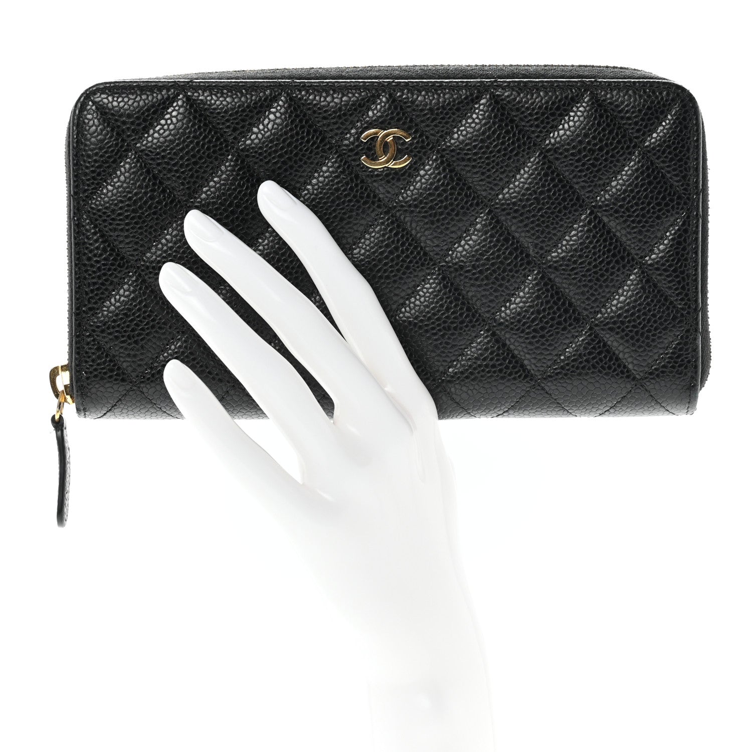 Chanel Caviar Quilted Large Gusset Zip Around Wallet Black 2 of 10
