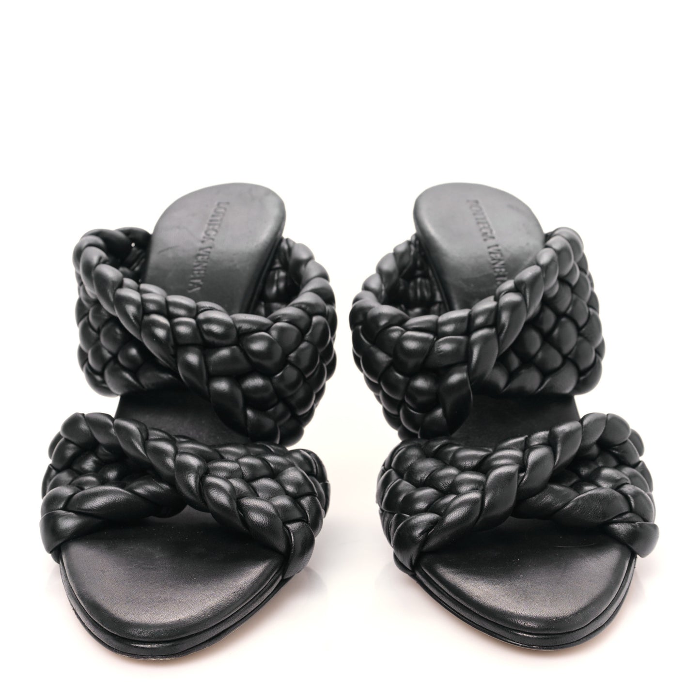 Nappa Twisted Padded Intrecciato Curve Slide Sandals 40 Black
