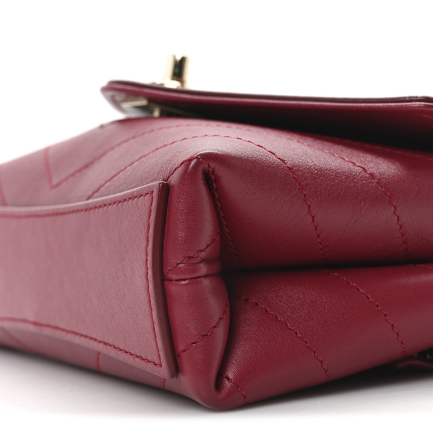 Chanel Calfskin Chevron Stitched Coco Waist Bag Red 10 of 10