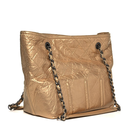Chanel Metallic Aged Calfskin Small Shopping In Moscow Tote Gold 2 of 8