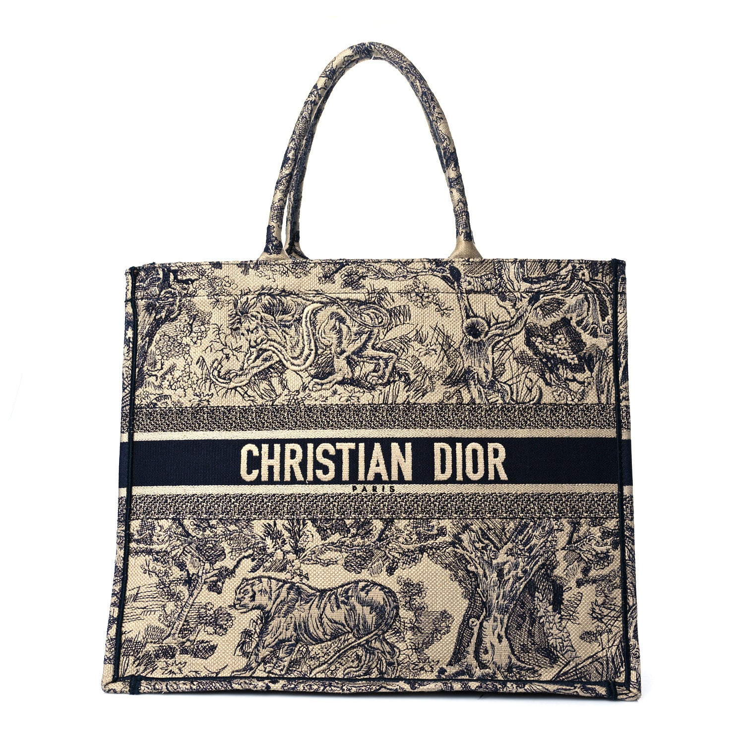 Christian Dior Canvas Embroidered Large Dioriviera Toile De Jouy Book Tote Black 1 of 13