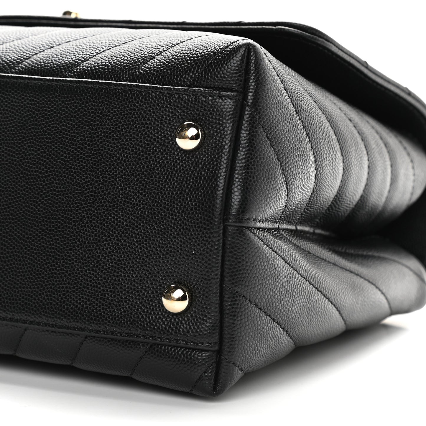 Caviar Lizard Embossed Quilted Chevron Small Coco Handle Flap Black