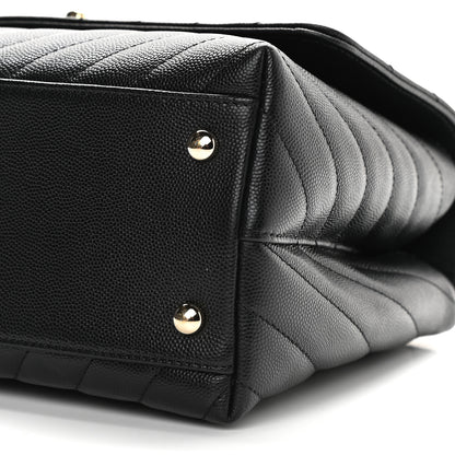 Chanel Caviar Lizard Embossed Quilted Chevron Small Coco Handle Flap Black 9 of 9