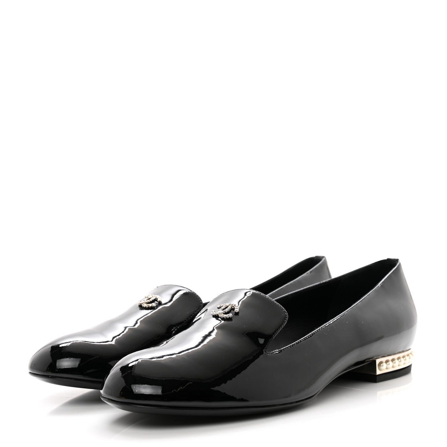 Chanel Patent Calfskin Pearl CC Loafers 41 Black 3 of 9