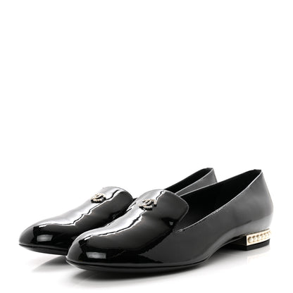 Chanel Patent Calfskin Pearl CC Loafers 41 Black 3 of 9