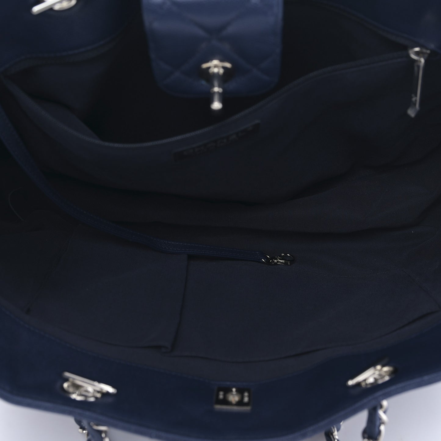 Caviar Quilted Large Classic Shopping Tote Blue
