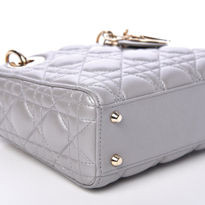 Christian Dior Metallic Lambskin Cannage Mini Lady Dior Grey 8 of 9