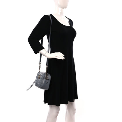 Gucci Calfskin Matelasse Aria Small GG Marmont Chain Shoulder Bag Deep Grey 3 of 12