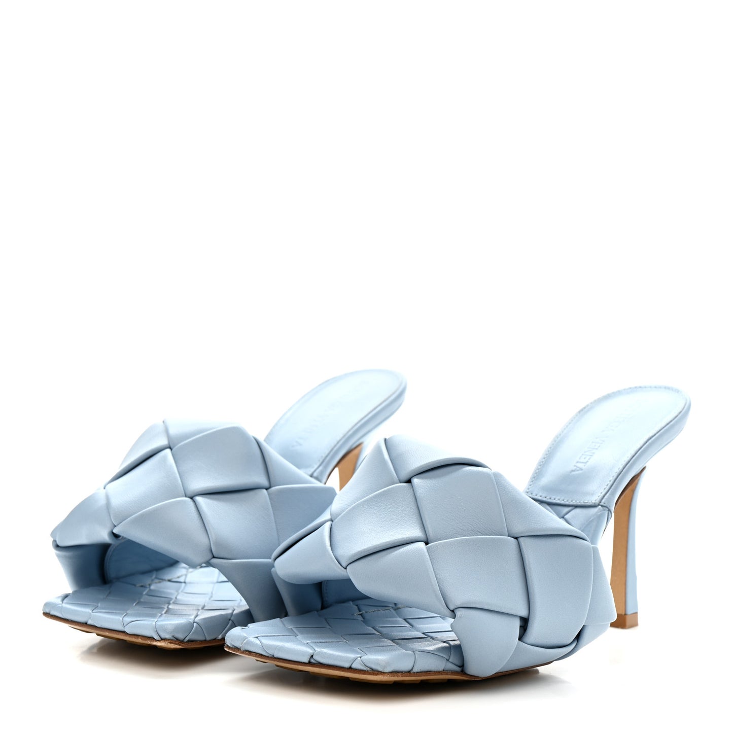 Nappa Maxi Intrecciato Lido Mule Sandals 36 Ice