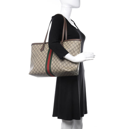 Gucci GG Supreme Monogram Medium Ophidia Shopping Tote Brown 3 of 11