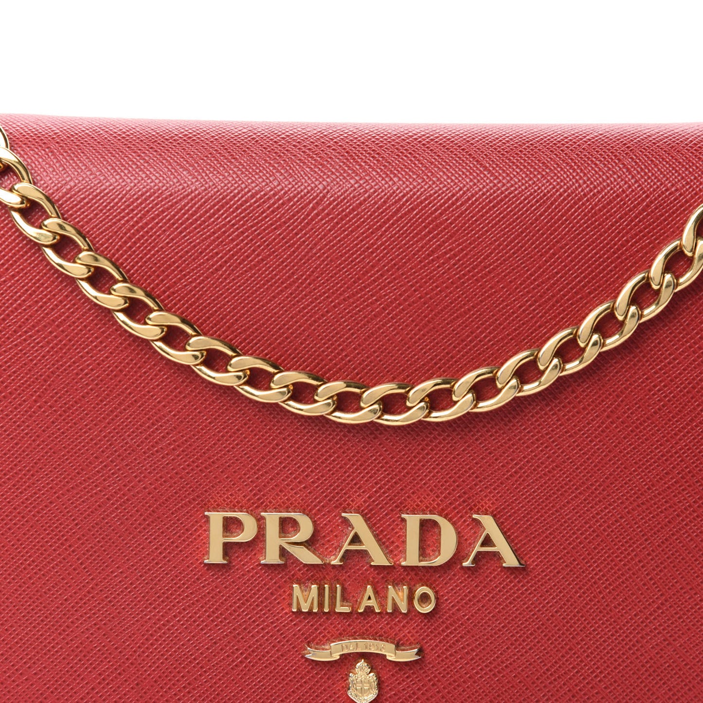 Saffiano Chain Wallet Fuoco