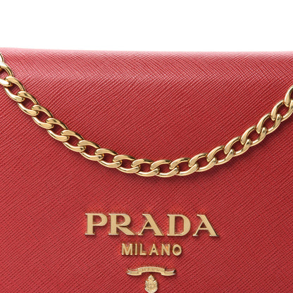 Prada Saffiano Chain Wallet Fuoco 9 of 9