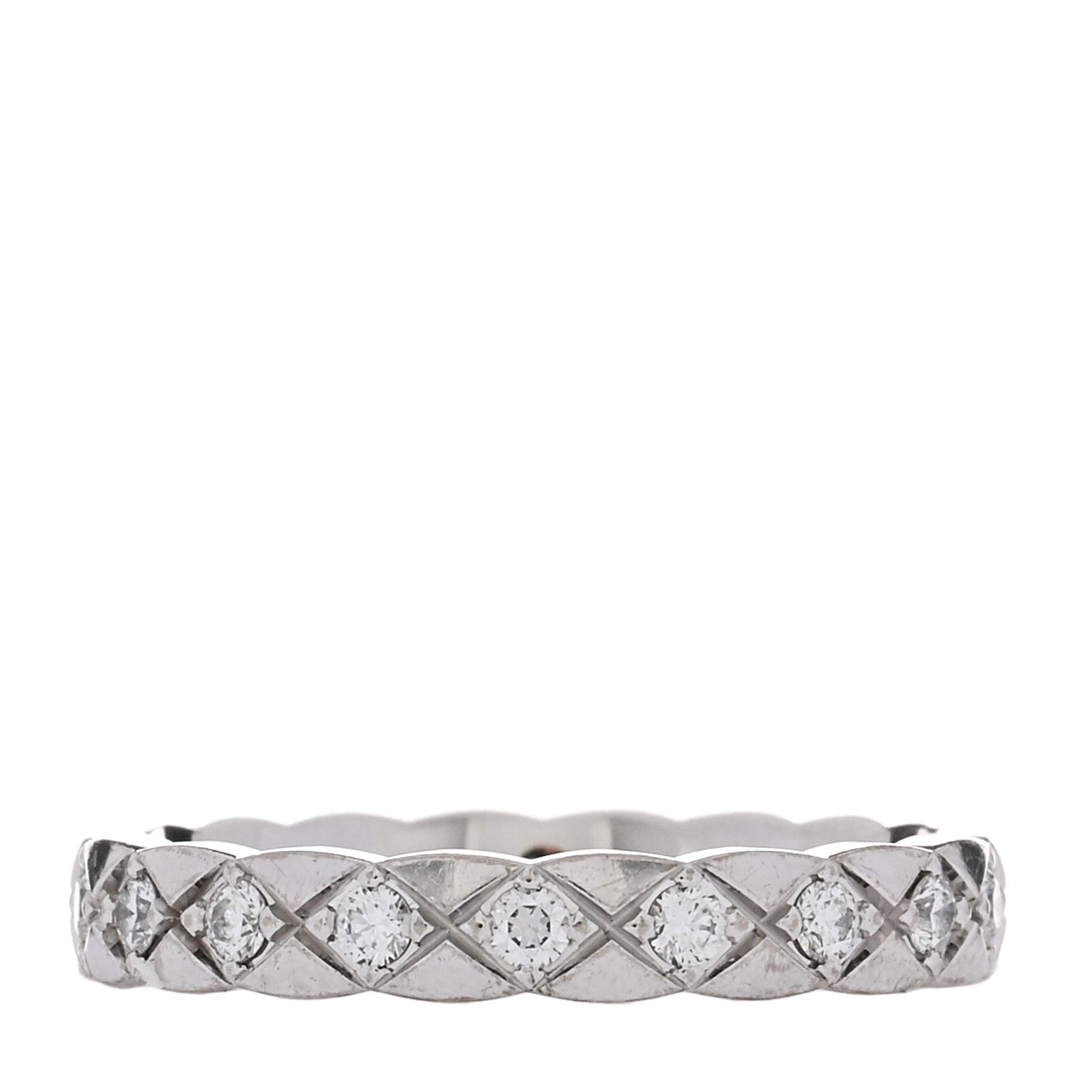 Chanel 18K White Gold Diamond Mini Coco Crush Ring 52 6 1 of 5