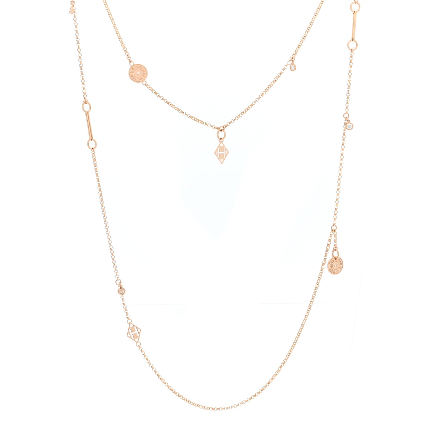 18K Rose Gold Diamond Long Gambade Necklace