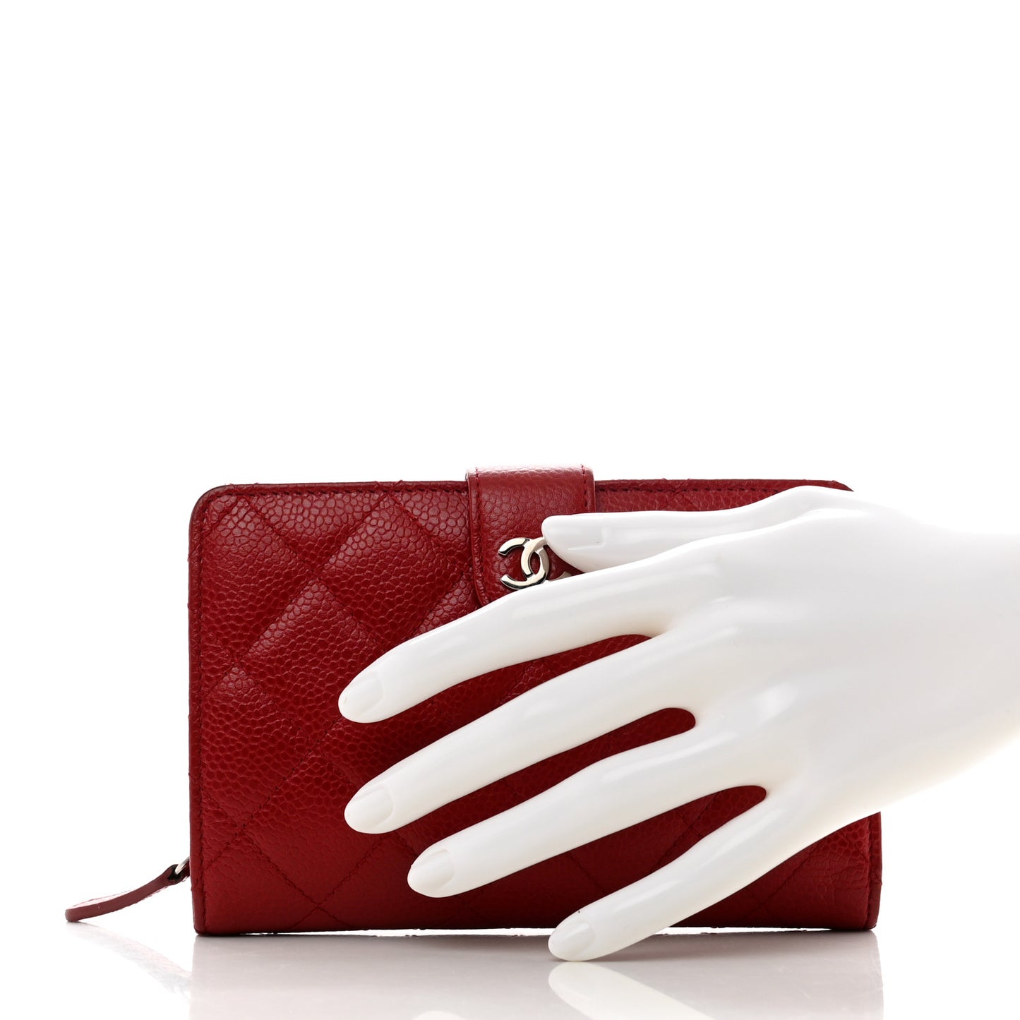 Caviar Quilted Zipped Pocket Wallet Red