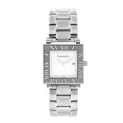 Tiffany Stainless Steel 28mm Atlas Square Quartz Watch 1 of 5