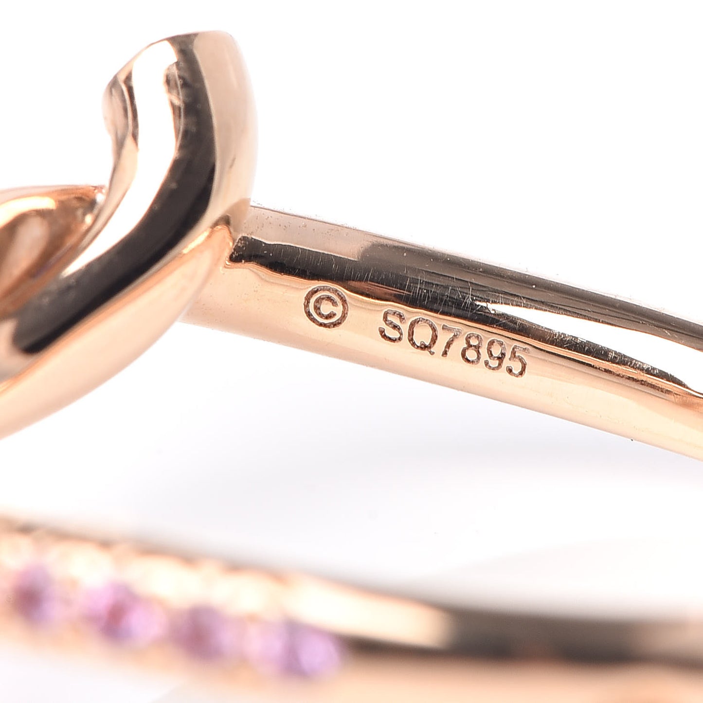 18K Pink Gold Pink Sapphire Entrelaces Ring 48 4.5