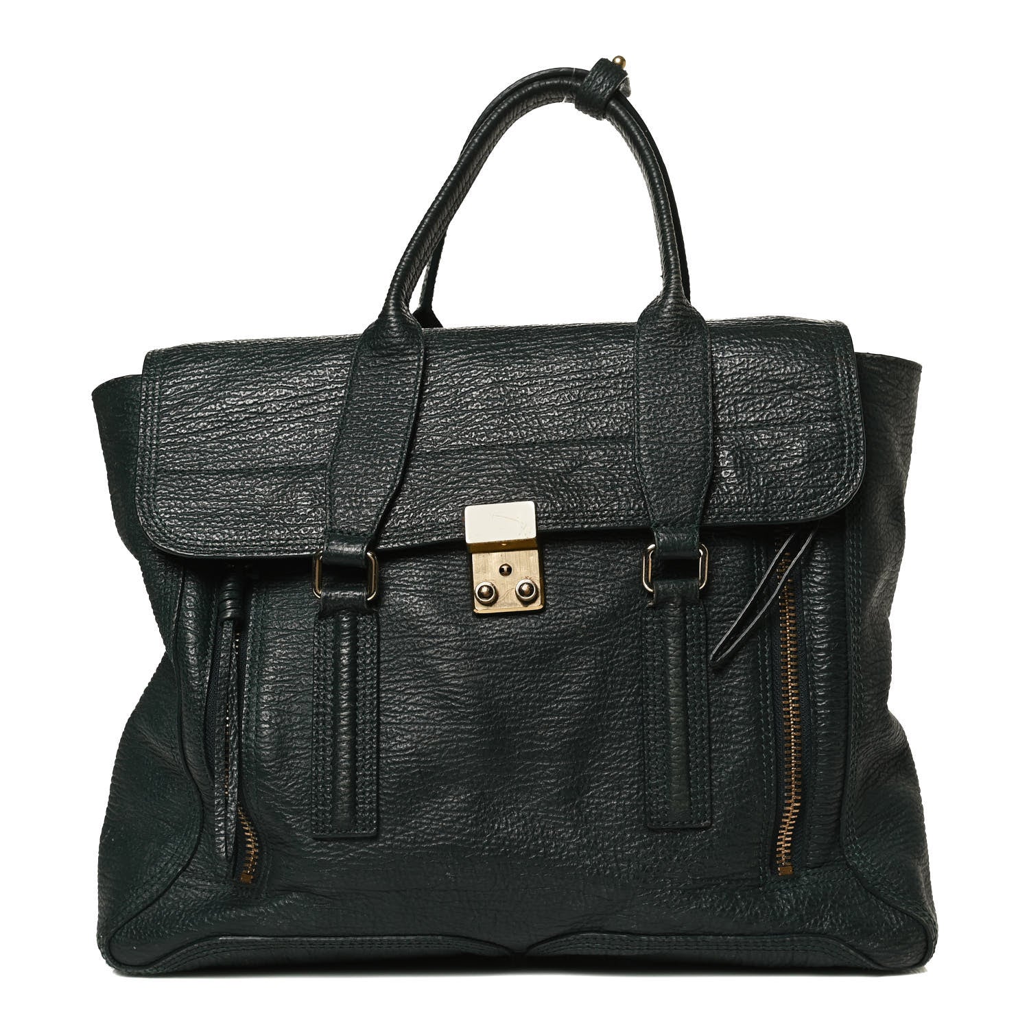 3.1 Phillip Lim Textured Calfskin Large Pashli Satchel Jade 1 of 13
