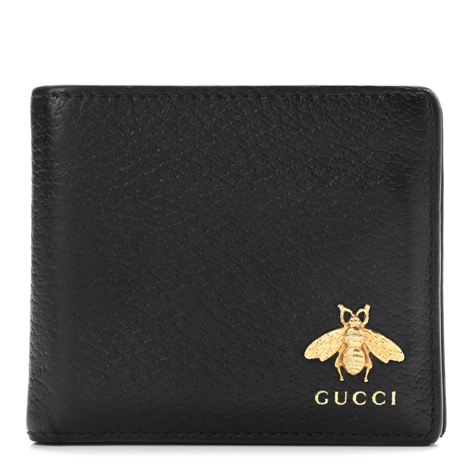 Gucci Calfskin Bee Bi-Fold Wallet Black 1 of 8