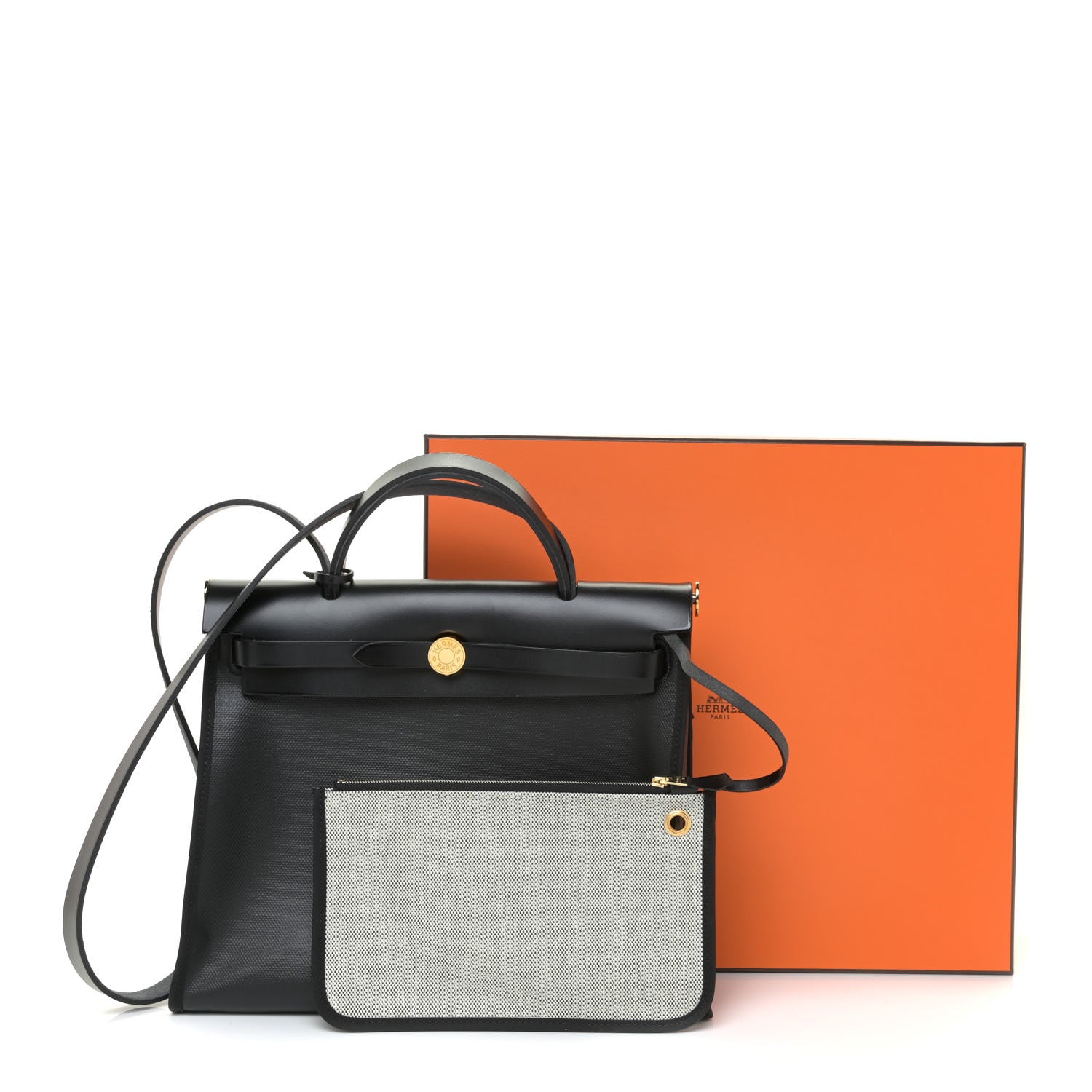 Hermes Toile H Berline Vache Hunter Herbag Zip PM 31 Black Ecru 10 of 10