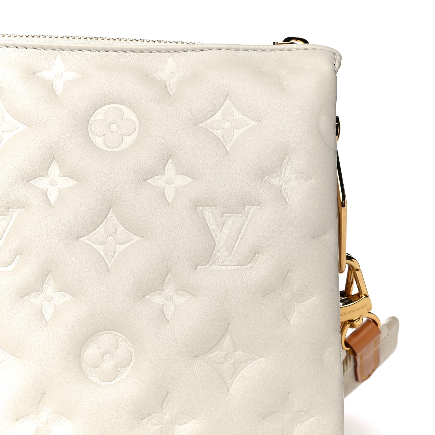 Louis Vuitton Lambskin Embossed Monogram Coussin PM Beige Cream 15 of 17