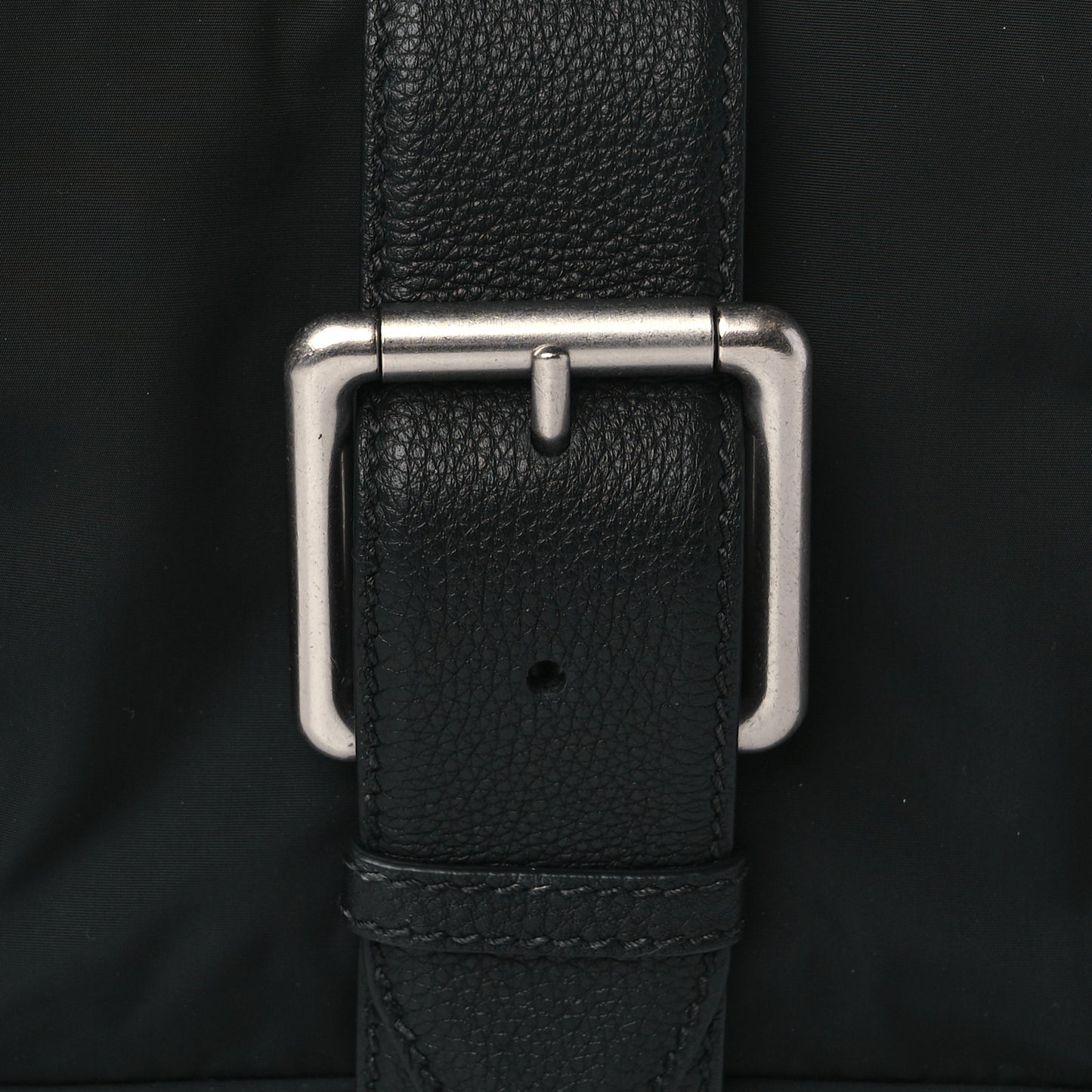 Nylon Grained Calfskin Mini Buckle Shoulder Bag Black
