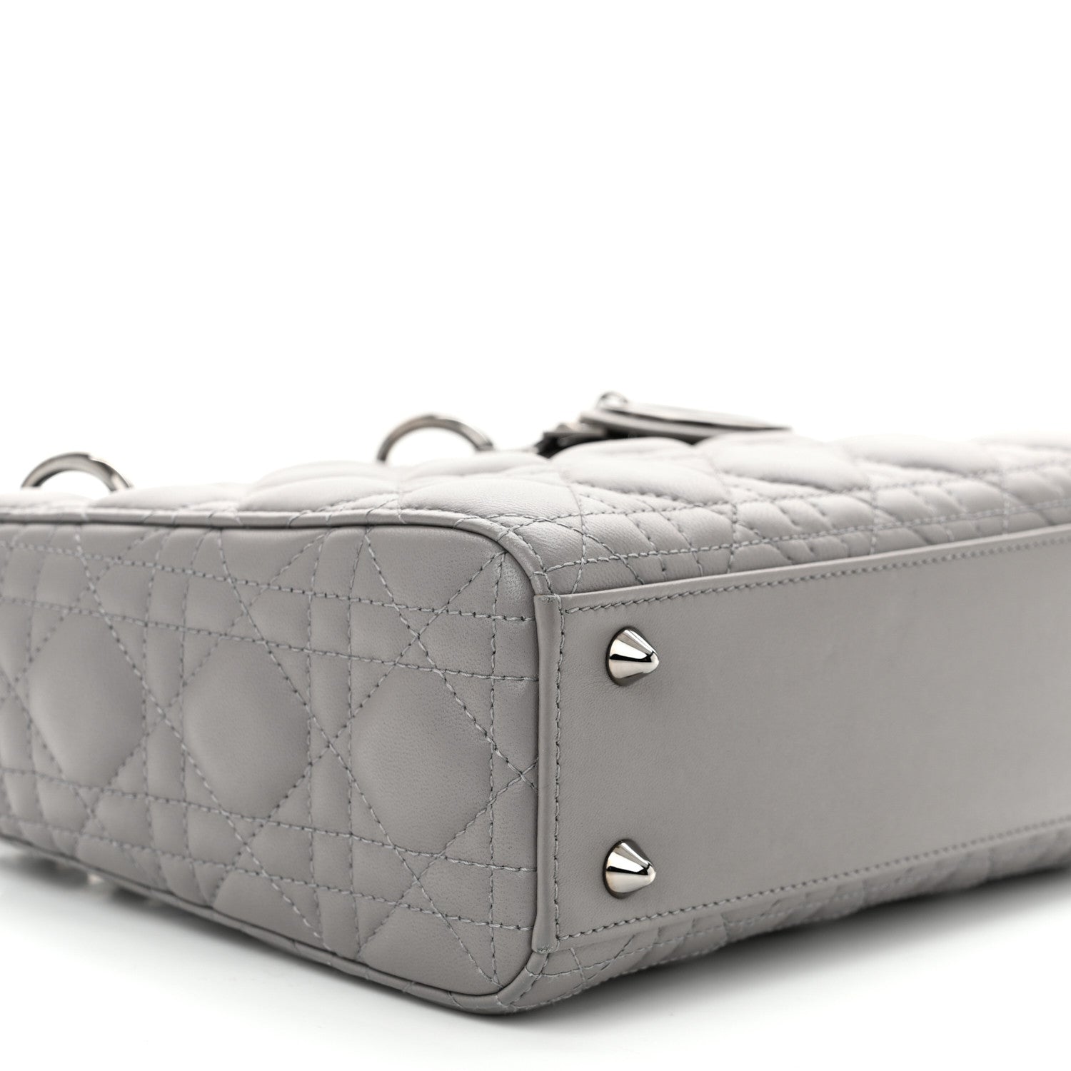 Christian Dior Lambskin Cannage Small My ABCDior Lady Dior Grey 9 of 10