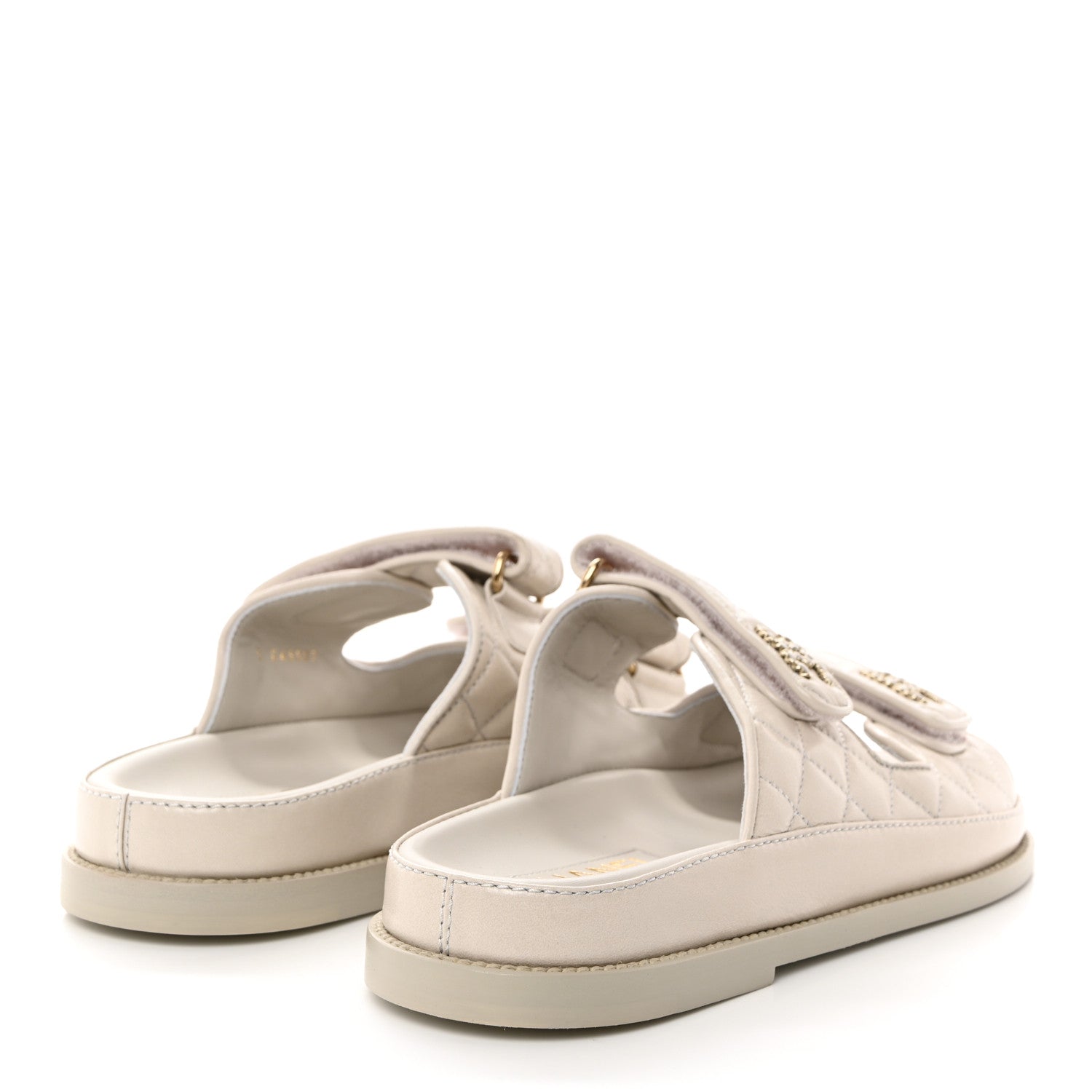Chanel Laminated Lambskin Quilted Velcro Dad Sandals 37.5 White 4 of 8