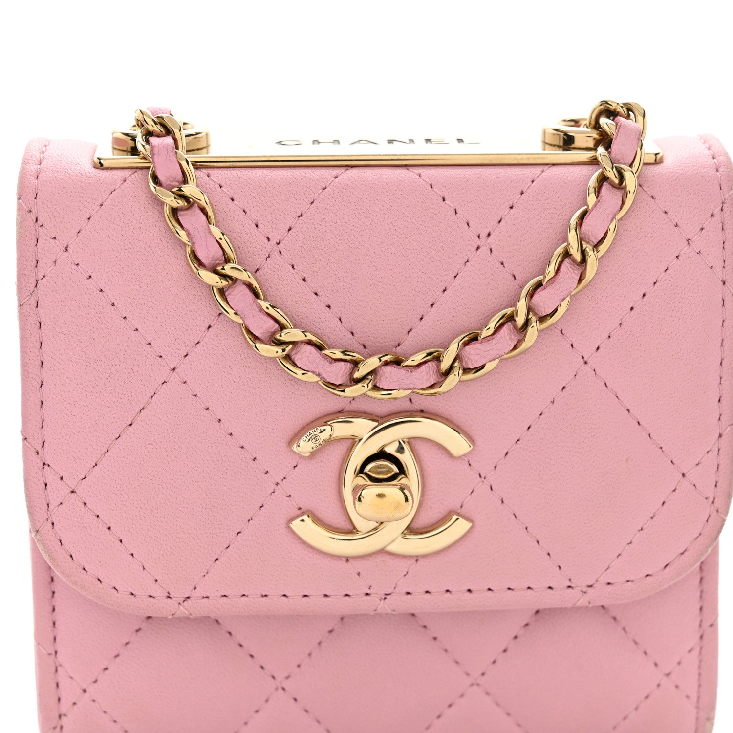Chanel Lambskin Quilted Mini Trendy CC Clutch With Chain Light Pink 8 of 11