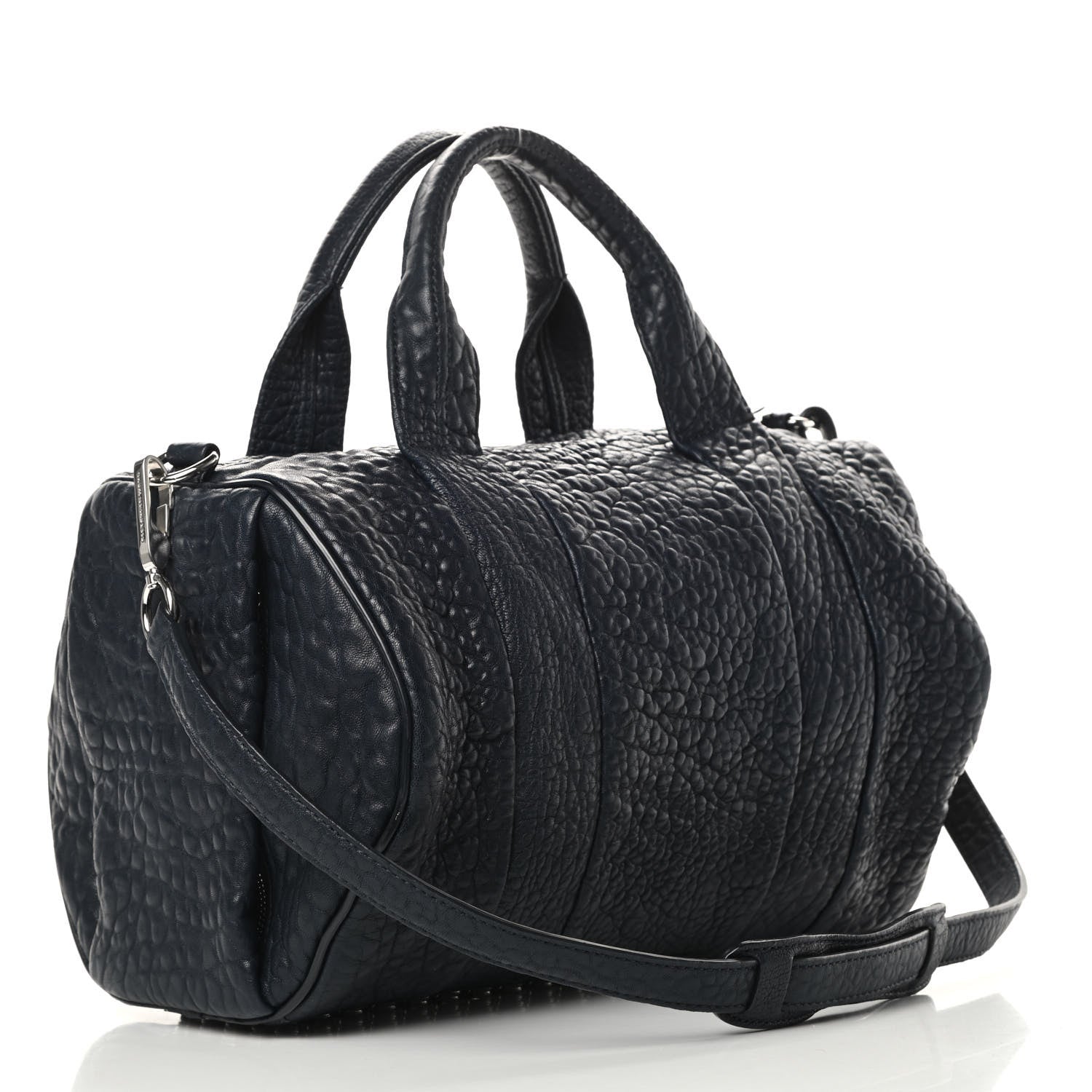 Alexander Wang Pebbled Lambskin Rocco Navy Silver Hardware 3 of 12