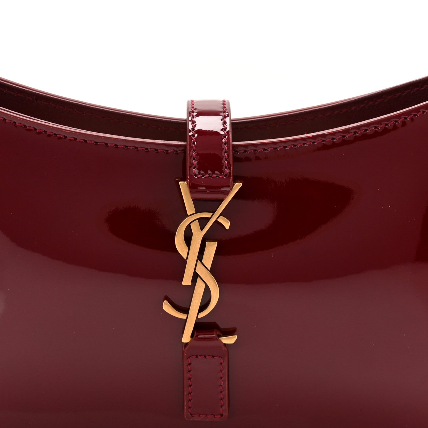 Saint Laurent Patent Calfskin Le 5 A 7 Mini Hobo Red Grenat 7 of 9