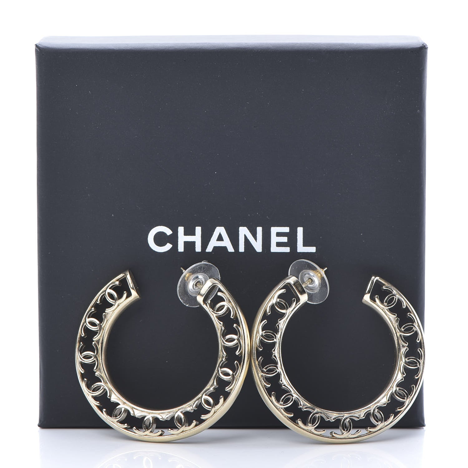 Chanel CC Hoop Earrings Gold 5 of 5