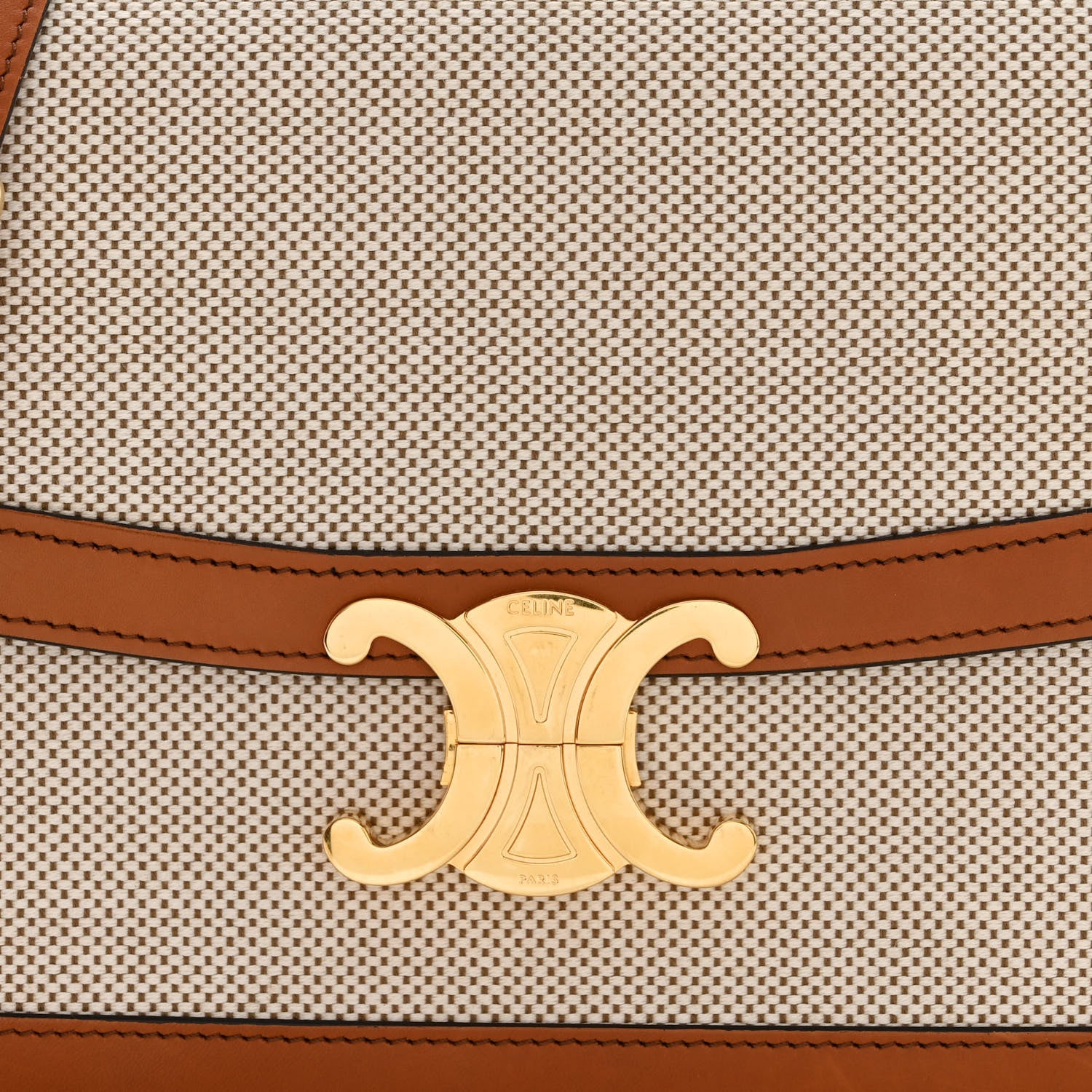 Celine Textile Calfskin Classique Triomphe Bag Natural Tan 11 of 14